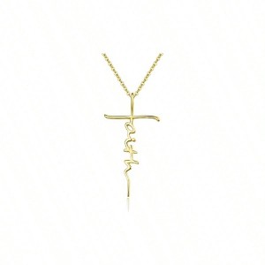 Faith Cross Necklace for Women, Sterling Silver with Birthstone, Fashionable and Exquisite Daily Wear - 1 of 4