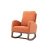 Modern High Back Armchair Rocking Chair, Upholstered Glider Chair With Side Pocket, Wooden Nursery Rocking Chairs - 3 of 4