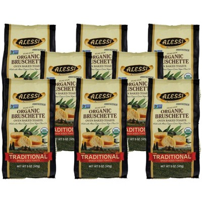 Alessi Italian Organic Bruschetta Snack Sized Toasts - Case of 8/5 oz