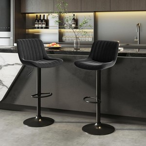 UNISOAR Modern Swivel Bar Stools Set of 2/4,  Counter Height Bar Stools with Adjustable Height Upholstered Bar Chair with Back and Footrest for Bar - 1 of 4