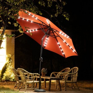 Okak Patio Umbrella with 32 Solar LED, Outdoor Umbrella with Tilt Adjustment and UV-Resistant Cover, Parasol Umbrella for Garden, Yard - 1 of 4