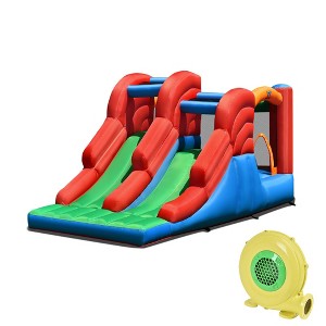 Costway Inflatable Double Slide Bounce House Bouncy Castle w/ 480W Blower - 1 of 4