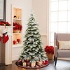 LuxenHome 6Ft Pre-Lit Flocked Artificial Spruce Christmas Tree with Metal Stand Green - 2 of 4