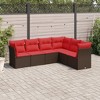 vidaXL 6 Piece Patio Sofa Set with Cushions Brown Poly Rattan - 2 of 4
