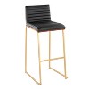 LumiSource Set of 2 30" Mason Mara Barstools Gold Metal Walnut PU Leather - 2 of 4