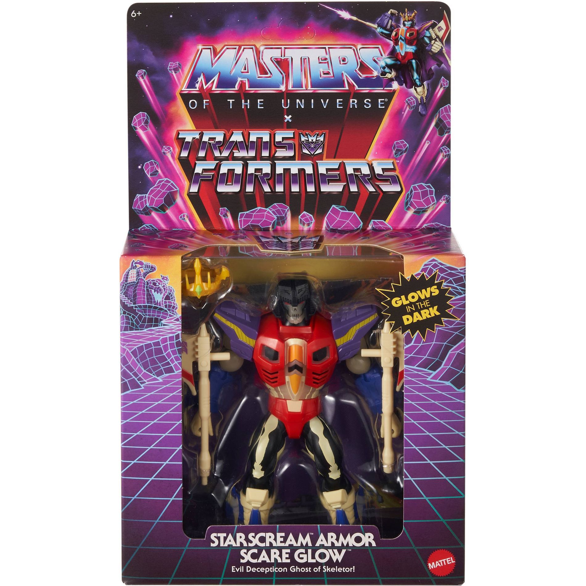 Masters of the Universe Origins & Transformers Starscream Armor Scare Glow Action Figure, MOTU Toy