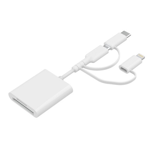 Insten Usb C Card Reader With Usb Hub, Portable Card Adapter, For Sdxc, Sdhc,  Sd, Micro Sdxc, Micro Sd, Micro Sdhc, Fast Reader / Writer, White : Target