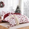 Christmas Duvet Cover Set, Boho Red Reindeer Print, Soft Brushed Microfiber, 3-Piece with 2 Pillow Shams, Button Closure, 8 Corner Ties - 2 of 4