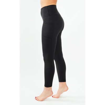 Yogalicious Womens Lux Elastic Free High Waist Side Pocket 7/8 Ankle Legging  - Black - X Large : Target