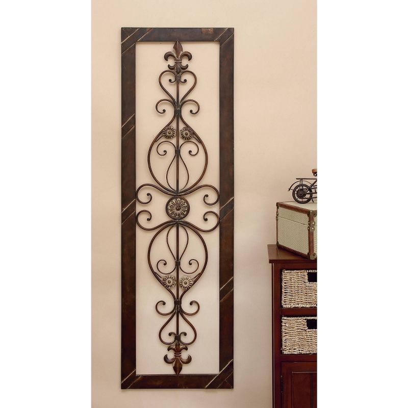 Metal Scroll Ornate Wall Decor with Black Frame Brown - Olivia &#38; May, 3 of 9