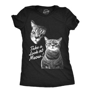 Womens Funny T Shirts Take A Loot At Meow Sarcastic Cat Graphic Novelty Tee For Ladies - Crazy Dog Women's T Shirt - 1 of 4