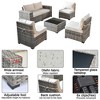 XIZZI 6 PCS Patio Furniture Set, Wide Armrest Outdoor Sectional Sofa, All Weather PE Rattan Outside Conversation Set with Coffee Table, Beige - 4 of 4