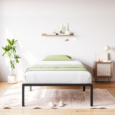 Heavy Duty Metal Platform Bed Frame with Steel Support, Storage Space, Noise-Free Design, Easy Assembly, No Box Spring Needed, Black.