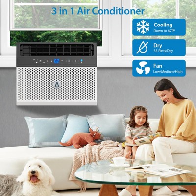 Window Air Conditioner, AC Window Unit with Washable Filter, Wi-Fi Enabled w/Remote, Cools Up to 350 Square Feet, 6 Modes,  115V/60Hz