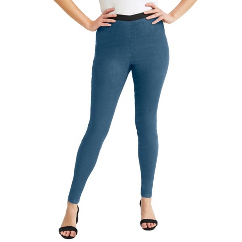 Dark Blue Denim Look Ankle Length Leggings