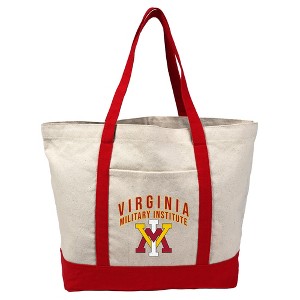 Virginia Military Institute Primary Logo Canvas Tote Bag With External Pocket, Reusable Shoulder Bag for Shopping, School, Beach - 1 of 4