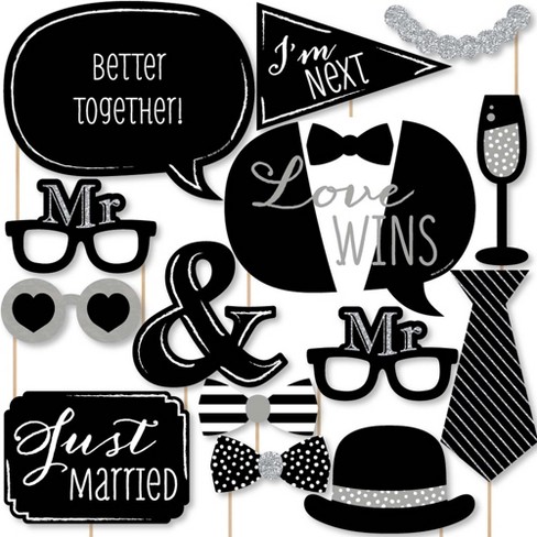 Big Dot of Happiness Mr. & Mr. - Silver - Gay Wedding Photo Booth Props Kit - 20 Count - image 1 of 4