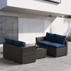 ELJGET 4 Pieces Patio Furniture Sets, All Weather Outdoor Sectional Patio Sofa, Wicker Rattan Patio Seating Sofas with Cushion and Glass Table - 2 of 4