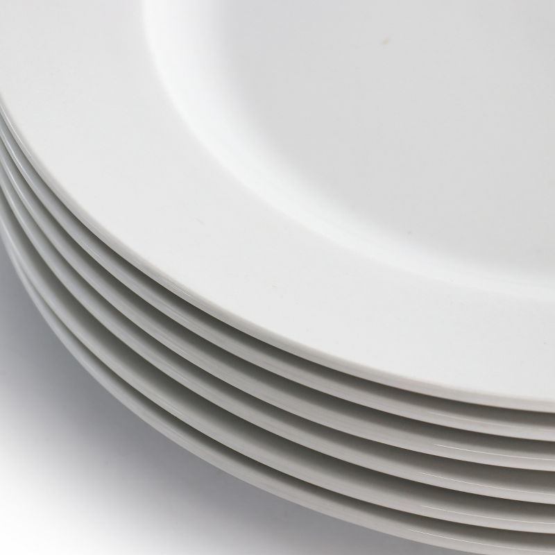 Our Table Simply White 6 Piece 11 Inch Round Porcelain Dinner Plate Set in White, 4 of 6