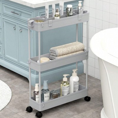 YONWAY Storage Cart, Rolling Utility Organizer Cart, Mobile Shelving Unit Slide Out Storage Shelves for Kitchen, Living Room and Bathroom