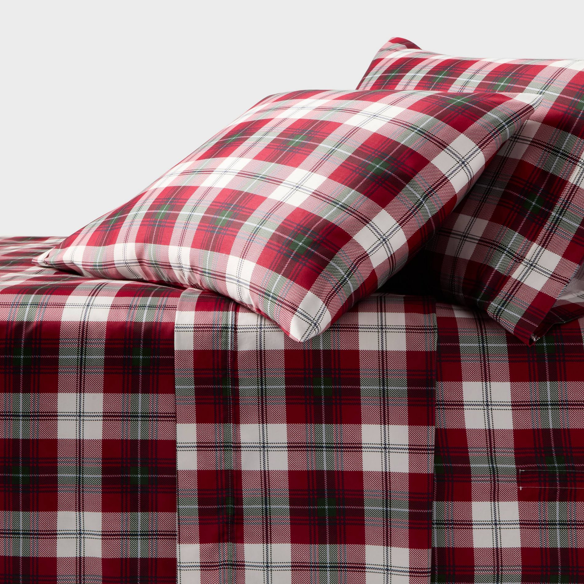 Queen 400 Thread Count Holiday Performance Sheet Set Red Plaid - Threshold™