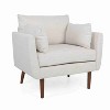 CAVINAS Faux Leather Accent Chair with Mid-Height Backrest and Birch Wood Legs,Upholstered Living Room Chairs,Reading Chairs for Living Room - 4 of 4