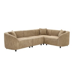 Christopher Knight Home Isolde Contemporary 104" 4-Seater L-Shaped Boucle Upholstery Curved Sectional Sofa Camel - 1 of 4