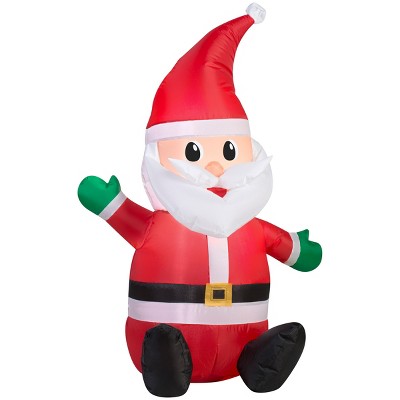 Gemmy Christmas Airblown Inflatable Outdoor Santa w/Hat, 3.5 ft Tall, Multicolored