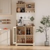 71" Pantry Cabinet, 6-Tier Freestanding Tall Cupboard Storage Unit with Pegboard, Open Shelves, Glass Doors, Coffee Bar for Kitchen Dining Room - 2 of 4