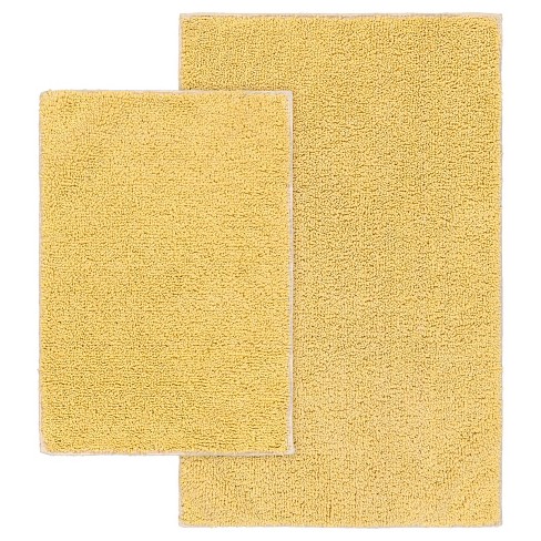 2pc Nylon Washable Bathroom Rug Set Yellow - Garland Rug