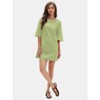 EXLURA Women's 2025 Summer Oversized Short Sleeve T Shirt Dress Casual Crew Neck Striped Tops Loose Sundress with Pockets - 4 of 4