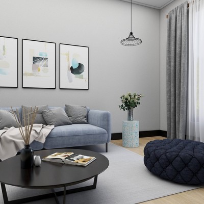 Elegant Blue Mother of Pearl 13" Round Wood Accent Table