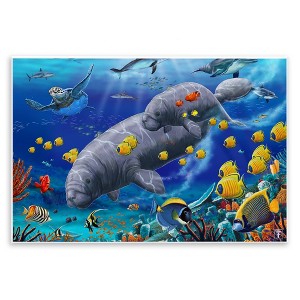 Stupell Industries Manatees & Fish Swimming Wall Plaque Art - 1 of 4