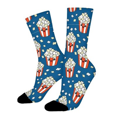 Cute Kids Pop Corn Women Printed Crew Socks Funny Funky Socks Soft Polyester Novelty Gifts for Artists Men