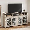 Farmhouse TV Stand for 80" TVs | LED Lights & Glass Doors | MDF Storage Cabinet | Mid-Century Modern Design | for Living Room & Bedroom - 3 of 4