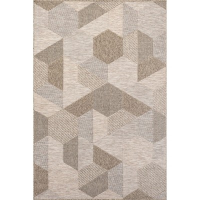 Nuloom Imogene Geometric 4x6 Indoor/Outdoor Area Rug for Living Room Patio Deck Front Porch Kitchen, Tan