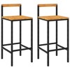 vidaXL Bar Stools 2 pcs Black Poly Rattan and Solid Wood Acacia - 2 of 4