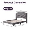 Bed Frame with Button Tufted Wingback Headboard - 2 of 4
