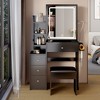 Makeup Vanity, Dressing Table With 4 Drawers & Storage Shelves, Makeup Table With LED Lighted Mirror, 3 Color Modes & Adjustable,  For Bedroom Black - 4 of 4