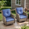 POCASSY Outdoor Rocking Chairs Swivel Chairs Set of 2, All Weather Gray Wicker Rattan 360° Swivel Patio Chair for Balcony, Porch, Pool - 2 of 4