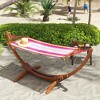 Aghana Digitals 10' Multi-Color Cotton Hammock with Wooden Stand, Heavy Duty 264lbs Capacity for - 2 of 4