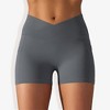 Anna-Kaci Active Women's V-Cross Front Wide Band Stretchy Side Pocket Detail Biker Shorts - 4 of 4