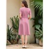 INSPIRE CHIC Women's Belted Summer Short Sleeve 2026 Split Neck A-Line Midi Dresses - 4 of 4