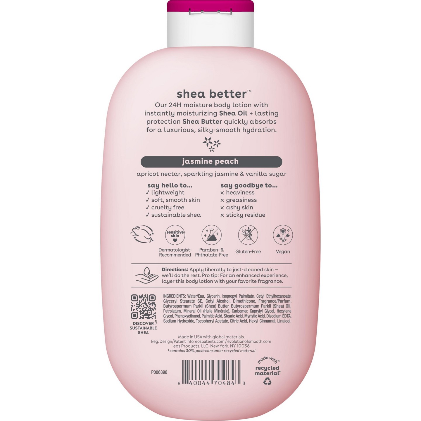 Лосьон для тела eos Jasmine Peach, 16 oz, цвет: Персиковый — фото 2