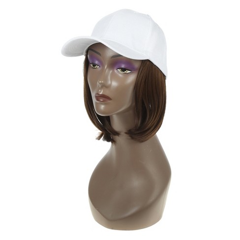 Unique Bargains Baseball Cap with Hair Extensions Straight Short Wig 12" Adjustable Wig Hat Deep Brown - image 1 of 3