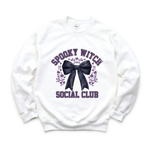 Simply Sage Market Coquette Spooky Witch Social Club Sweatshirt - XL - White - 1 of 4