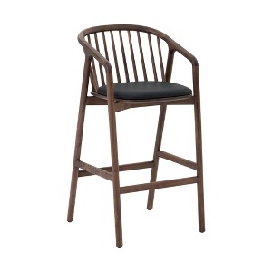 Armen Living Echo Wood and Faux Leather Barstool - 1 of 4