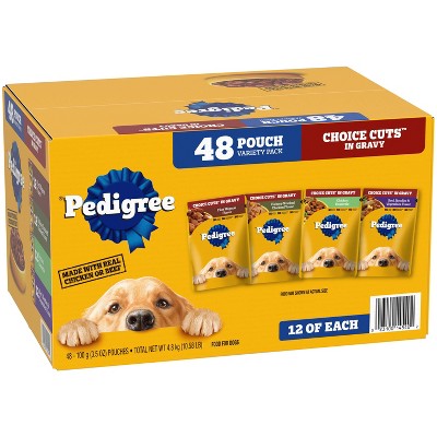 Pedigree Chicken and Beef Flavor Choice Cuts in Gravy Variety Pack Adult Soft Wet Dog Food - 10.58lbs/48ct