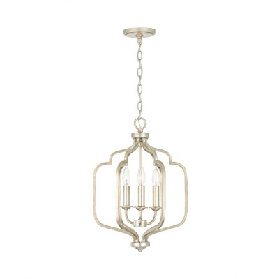 Winter Gold Polished Nickel 3-Light Glass Drum Chandelier