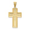Black Bow Jewelry 14k Yellow or White Gold Small Beveled Edge Cross Pendant, 16 x 32mm - 3 of 4